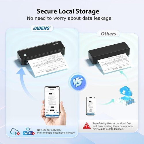 JADENS Bluetooth Thermal Printer - Portable Inkless Wireless Printer for iOS & Android | 8.5" X 11" US Letter