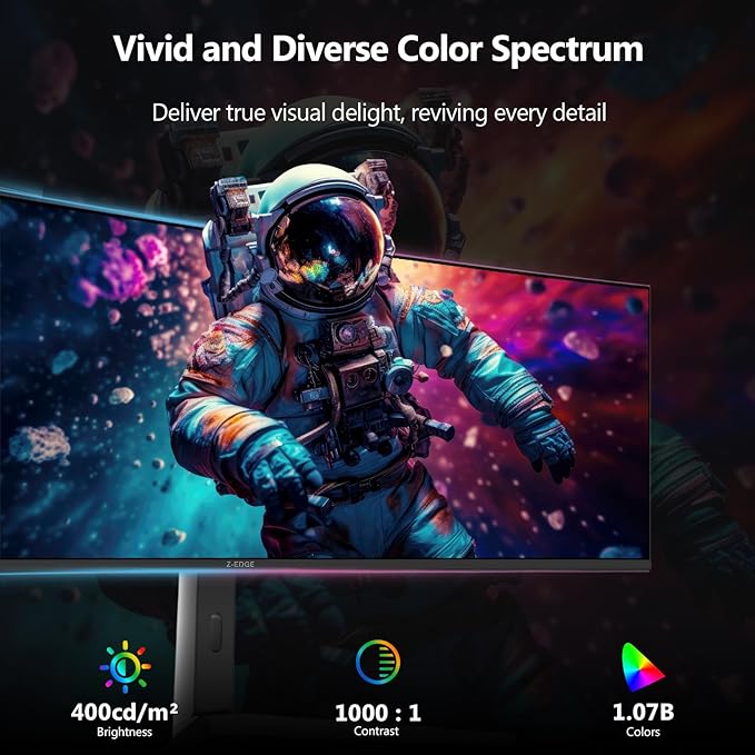 5K Monitor, Z-Edge 49 inch IPS Curved Gaming Monitor, DQHD 5120x1440 Computer Monitor,144Hz, 32:9 Ultrawide, 1ms MPRT, 400 cd/m², 10bit, UG49W HDMI*2, DP*1, USB-C, PIP/PBP, Adjustable Stand