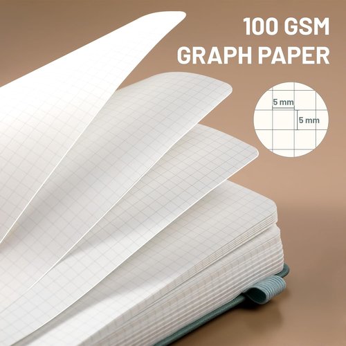 CAGIE Graph Notebook - 320 Pages 100 GSM Hardcover Journal | B5 Quad Ruled for Engineering & Math - Green