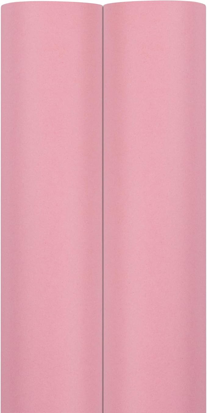 JAM Paper Gift Wrap - Matte Wrapping Paper - 50 Sq Ft Total (30 in x 10 Ft Each) - Matte Light Baby Pink Pastel - 2 Rolls/Pack