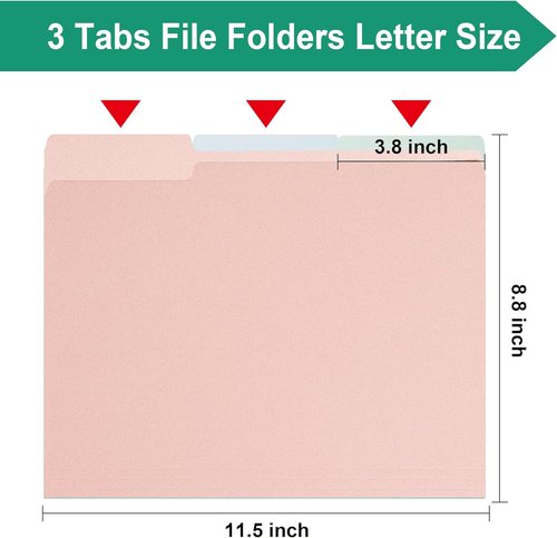 PMYBUPo Peachy-Pink File Folders - 100 Pack Manilla 8.5x11 | Colorful Office & School Supplies