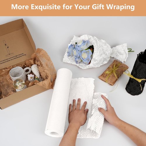 Honeycomb Packing Paper | 12" x 200' Eco-Friendly Cushioning Wrap for Moving & Shipping - White