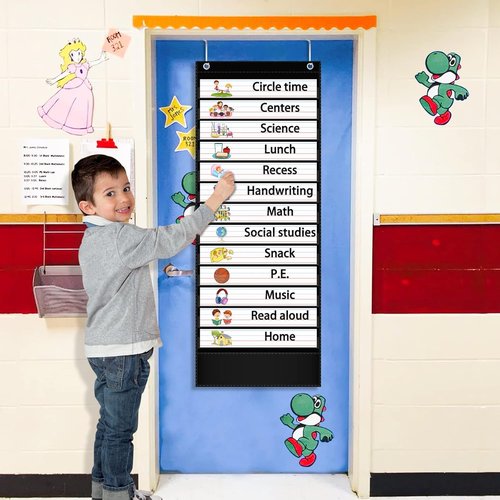 AKAYOK Daily Schedule Pocket Chart - Hanging File Folders for Legal & Letter Size