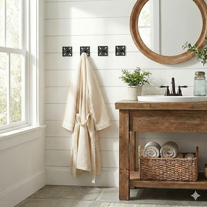 Autumn Alley Black Bathroom Towel Hook Robe Hook Wall Mounted - Wall Hooks for Towel, Robe, Coat, and Door Hooks for Bathroom Rustproof Modern Unique Style, 4 Pack