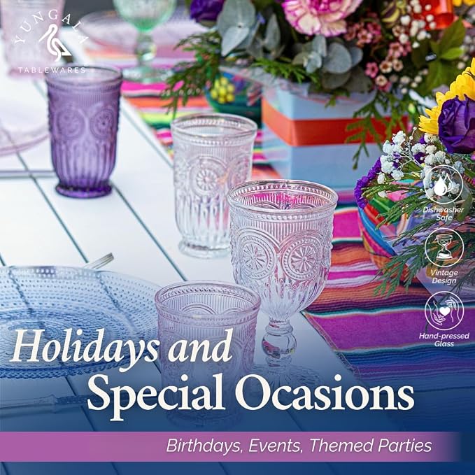 Purple Highball Glasses Set of 6 — 10 oz Tall Drinking Glasses