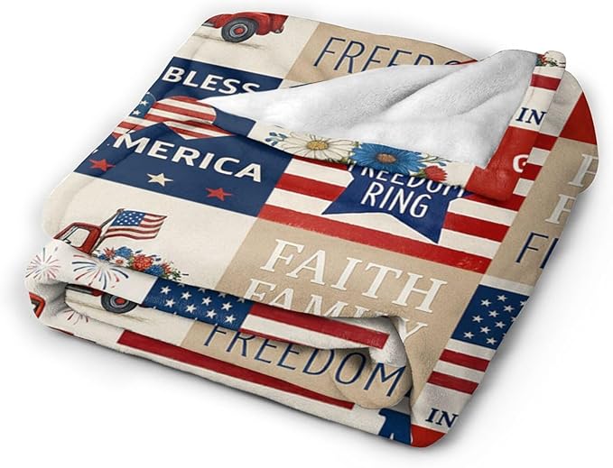 American Flag Blanket Patriotic Throw Blanket National Flag Soft Cozy Fleece Fuzzy Stuffed Plush Flannel Gifts for Girls Women Boys Kids Adults 40''x50''