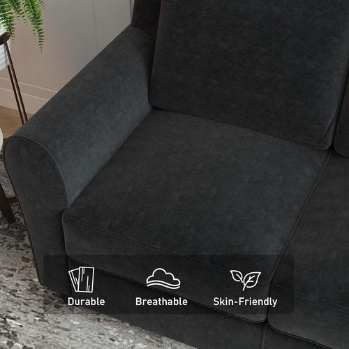 Bonzy Home 80.7" Black Sofa - Modern 3-Seater Couch with Thick Cushions for Living Room & Office