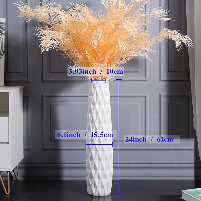 White Ceramic Floor Vase, GDSZJLJ 24" Tall Decorative Large Flower Vases for Living Room, Table Centerpieces, Modern Home Décor, Shelf, Dried Flower, Pampas Grass