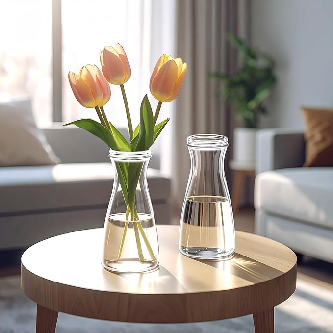 Amazing Abby - Virginia - 4-Pack Acrylic Bud Vases, Plastic Flower Vases for Wedding Centerpieces, Home Decorations, Office Ornaments, Shatter-Proof, Small Size, 7.5" (H)