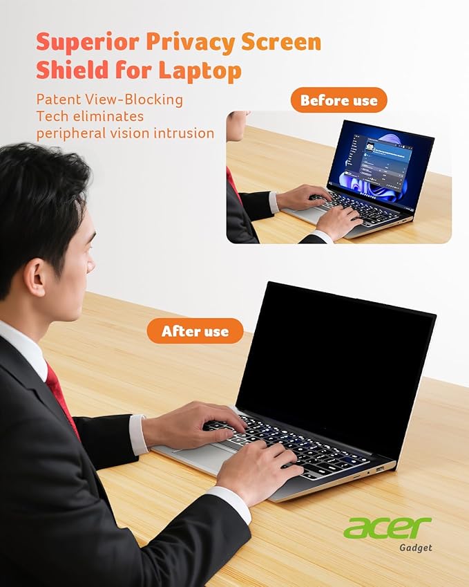 acer 2-Pack Laptop Privacy Screen - for Laptop 15.6 Inch 16:9, Magnetic & Removable Privacy Filter Shield, Anti-Glare Screen Protector, Dual-sided Monitor Shield, For HP, Dell and Other Major Brands