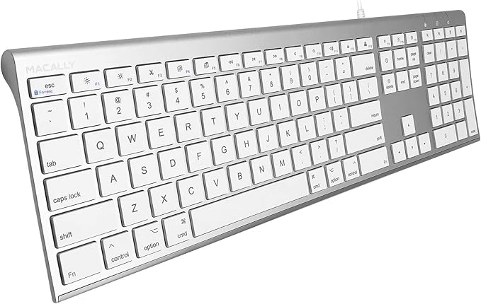 Macally Ultra Slim Wired Computer Keyboard and a Silent Wired Mouse, Ultimate Apple Accessories