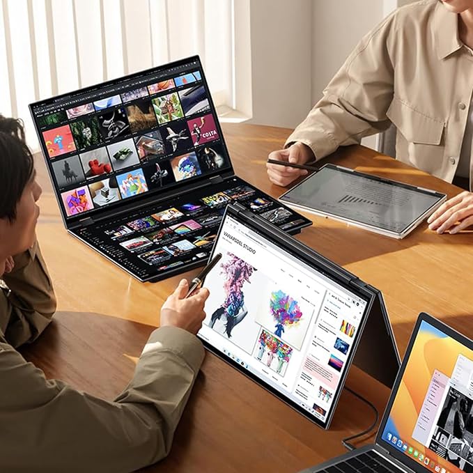 EHOMEWEI X1 Portable Foldable 2K Dual Monitor, 16"*2 Laptop Expansion Screens 60Hz 1920 * 1200 sRGB, 100DCI-P3 HDR for Working/Gaming/Travel, Phone/Switch/Windows MacOS