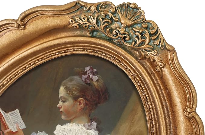 SIMON'S SHOP Gold Picture Frames 5x7 for Wall and Tabletop, Vintage Oval 5x7 Photo Frame, Rococo Style Home Room Gallery Wall Décor