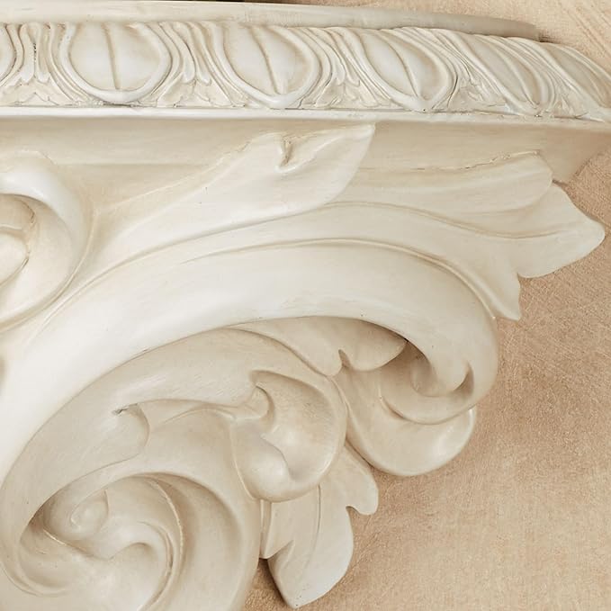 Touch of Class Clareville Antique White Acanthus Leaf Wall Shelf | Victorian Style Decor