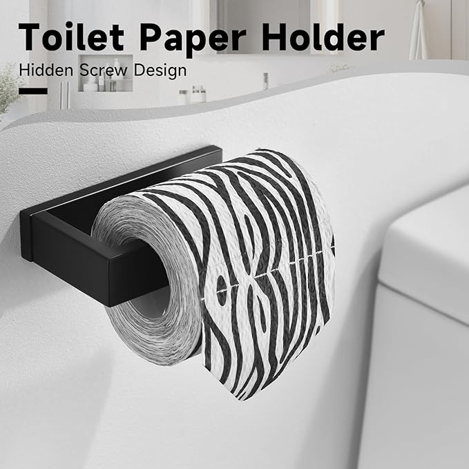 Black Towel Bar Set, 5-Pieces Bathroom Hardware Set,23.6 Inch Towel Rack Set Stainless Steel Towel Holder Set Wall-Mounted Bathroom Accessories