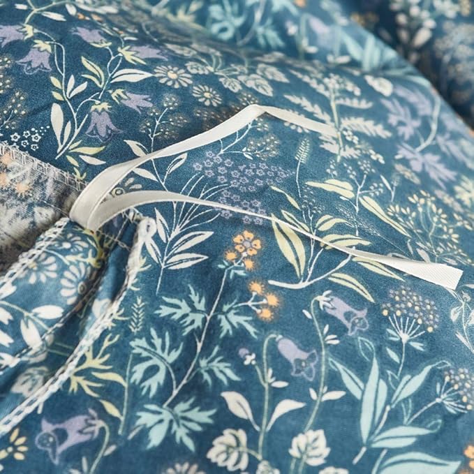 mixinni Small Blue Flower Duvet Cover Full Garden Style Floral Duvet Comforter Cover Soft Cotton Bedding Set with Zipper Closure 4 Corner Ties for Girls-Full Size