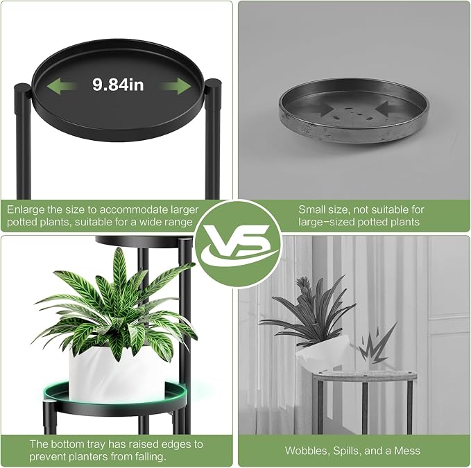 3 Tier Metal Corner Plant Stand Indoor Outdoor, Heightened widened 30'' Tall Multiple Flower Pot Display Holder, Iron Plant Rack Organizer for Living Room Garden Patio Balcony Office (black)