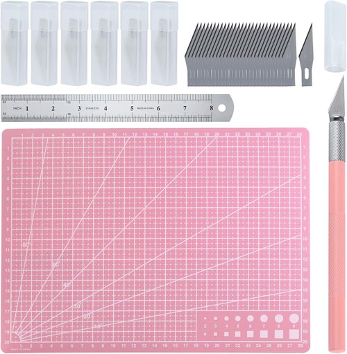 Exacto Knife | Precision Crafting Hobby Knife Kit with A4 Cutting Mat, Steel Ruler & 30 Blades