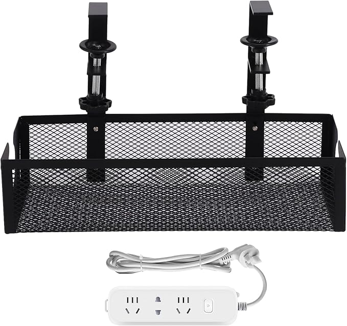 Cable Management Box Under Desk,Carbon Steel Cord Organizer - Desk Cable Management Tray - for Family Friends Students Adults Men Women Home Indoor Office Study Kitchen