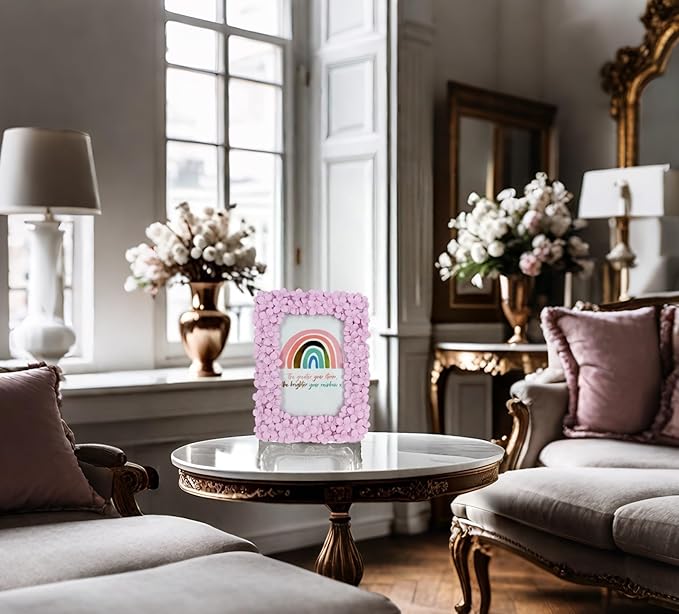 4x6 Ornate Pink Picture Frame Embossed Flowers Retro Resin Photo Frames 4 x 6 Floral Home Decor for Tabletop and Wall with Glass Front(Pink)