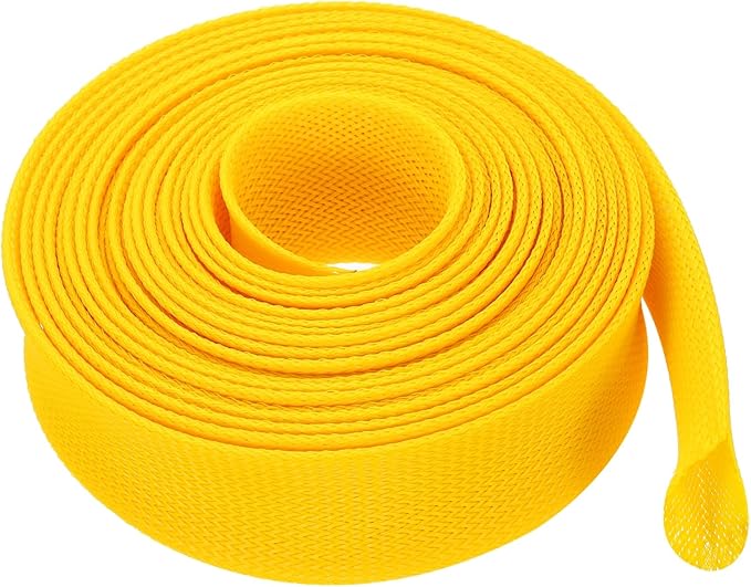 uxcell Expandable Sleeving, 2-inch 25ft Cable Sleeve, Yellow