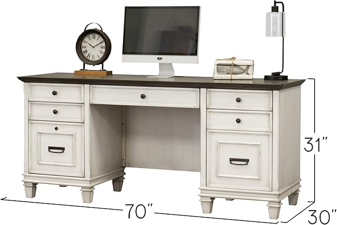 Martin Furniture Double Pedestal Desk, White
