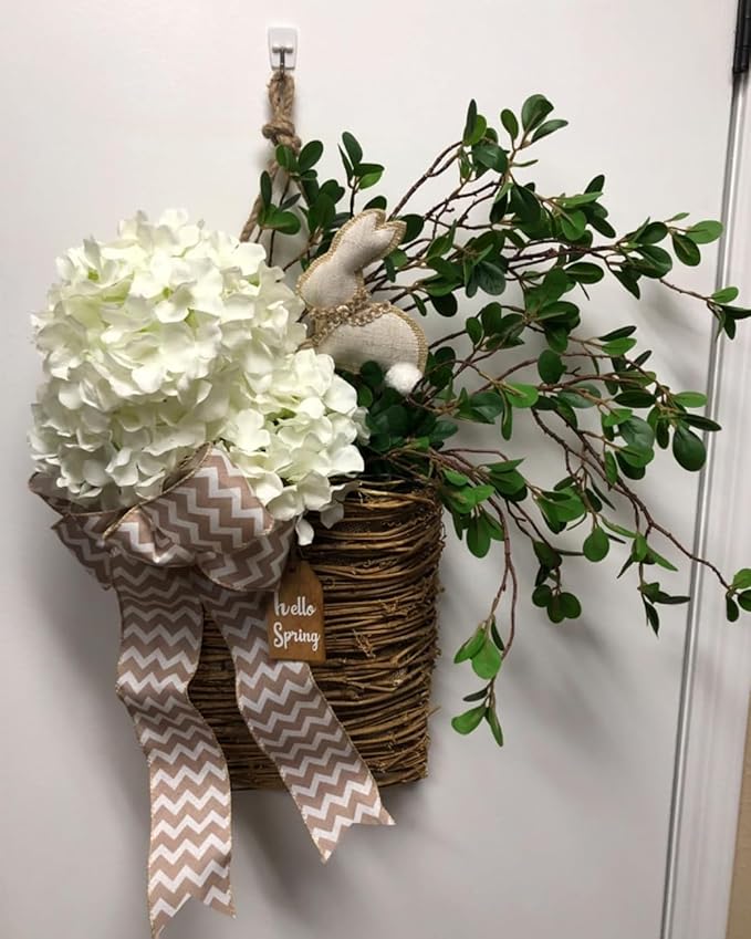 DuHouse 8.7" Silk Hydrangea Flower Heads with Stems Fake Hydrangeas Flowers for DIY Wedding Centerpiece Home Decor,Pack of 6(Cream)