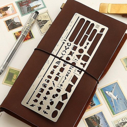 Fascola Stainless Steel Stencil Ruler - Hollow Design for UI Prototyping | Creative Bookmark Accessory