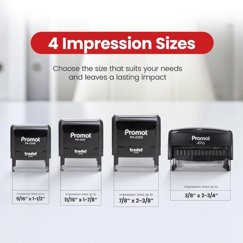 Promot Self Inking Custom Name Stamp - Personalized Office & Business Label | Choose Font & Ink Color - Small