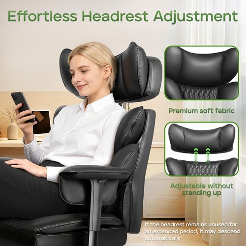 Regine Switzerland Ergonomic Office Chair - Big & Tall Design with Footrest & Lumbar Support | Comfy 155° Recliner