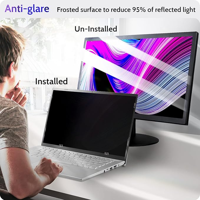Peslv 13.3 Inch Laptop Privacy Screen for 16:9 Computer Monitor, Anti Glare Blue Light Filter Protector, Removable 13 In Security Shield Compatible with Lenovo Hp Dell Acer Asus Thinkpad Envy Xps