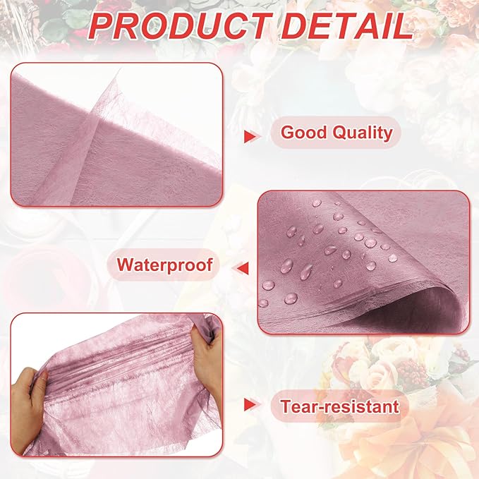 PATIKIL Flower Wrapping Paper 29.5 Ft x 22.8 Inch, Cotton Wrapping Flower Paper Tissue Paper for Flower Bouquet Gift Wrapping Valentine's Day Graduation Gift Floral Wrap, Purple Rose