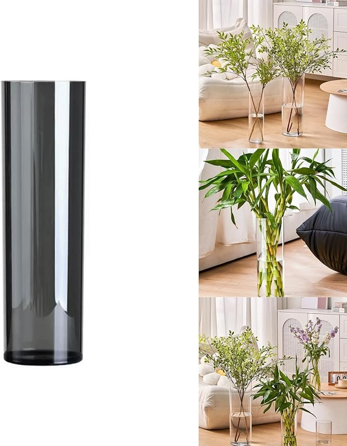 Clear Acrylic Flower Vase, Modern Unbreakable Decorative Cylinder Vase for Wedding Bouquets, Centerpieces, and Home Decor - 15cm Diameter, 25cm Height