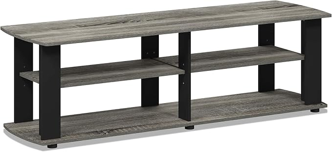 Furinno NELLY TV Stand, 3-Tier Entertainment Center with Open Shelves Storage, TV Console for TV up to 50 Inch, Soft Edges, for Living Room, Bedroom, French Oak