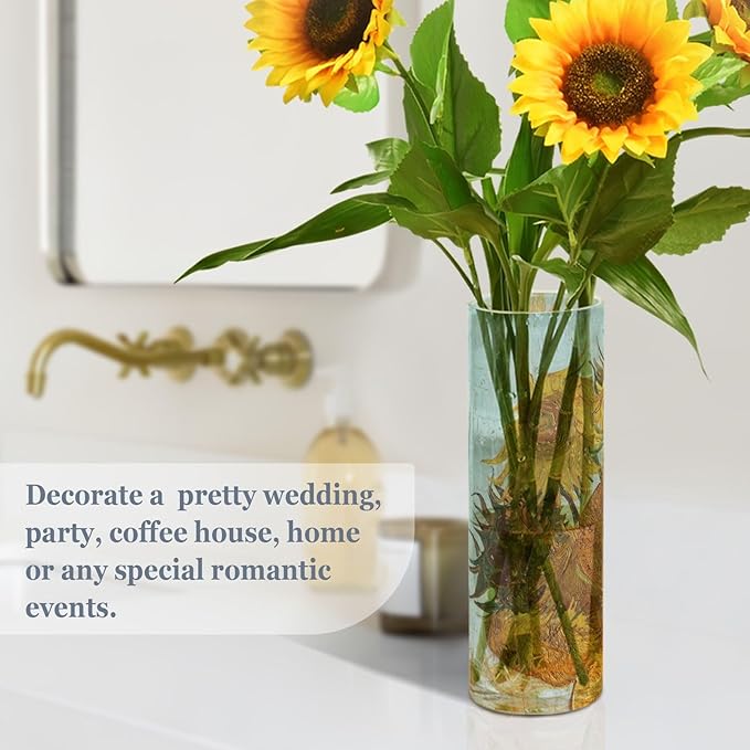 Vase Plastic Vase Elegant Cylinder Flower Vase Shatterproof Decorative Centerpiece for Home Table Office Weddings Events (11.8 x 3.9 in)