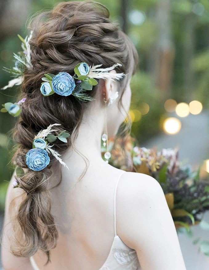 Blue Ranunculus Artificial Flowers 3PCS 18 Heads Faux Silk Peonies with Stems Real Look Faux Ranunculus for Centerpieces Arrangements Wedding Party Home Decoration(Blue)