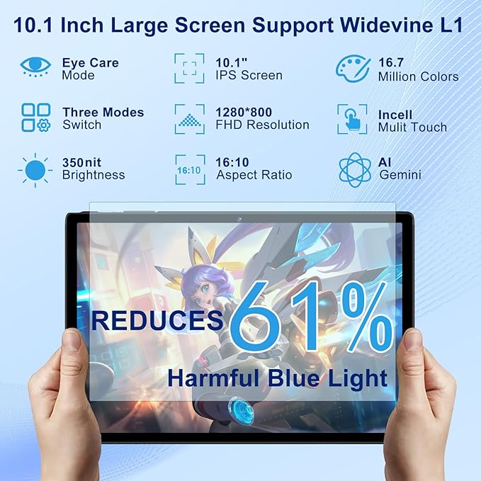 SUAAT Android 15 Tablet 30GB RAM 128GB ROM 1TB Expand, 10.1 Inch Tablets with Keyboard Mouse, Octa-Core, 8000mAh, HD IPS Display, 5G WiFi BT 5.0 GPS, Widevine L1, Gemini AI, Dual Camera - Black