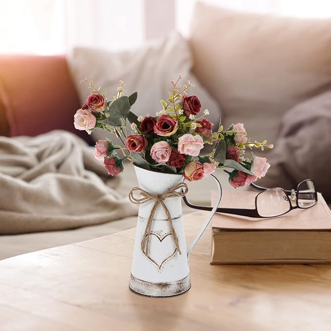 BESTonZON Decorative Metal Iron Flower Vase for Rustic Floral Arrangements Heart-Shaped Design for Home Decor Weddings and Garden Centerpieces