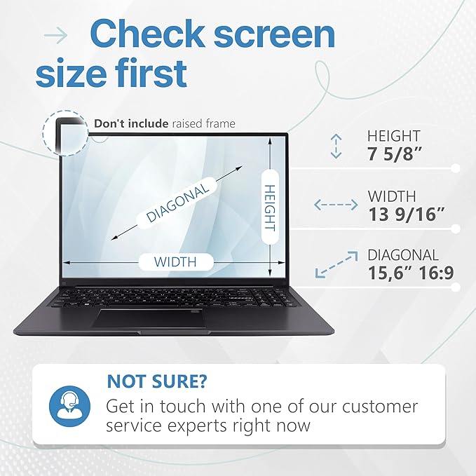 VINTEZ 15.6 Inch 16:9 Privacy Screen for Computer Monitor and Laptop - Anti Glare Protector Film Blue Light Filter Eye Protection - Computer Screen Privacy Shield, [1 Pack]
