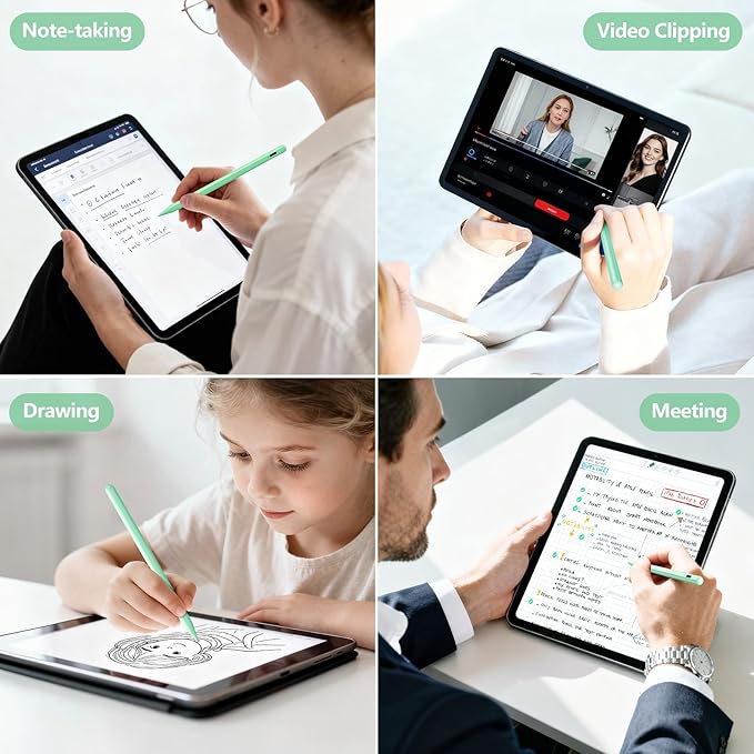 Stylus Pen for iPad 6th-11th Generation-2X Fast Charge Active Pencil Compatible with 2018-2025 Apple iPad Pro 11"/12.9"/M4,iPad Air 3/4/5/M2/M3,iPad mini 5/6 Gen-Green
