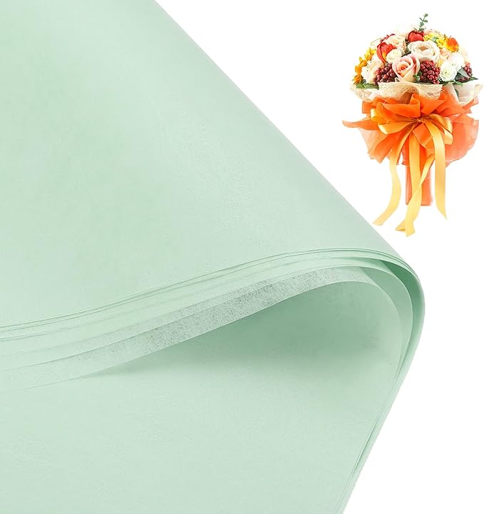 PATIKIL Flower Wrapping Paper 29.5 Ft x 22.8 Inch, Cotton Wrapping Flower Paper Tissue Paper for Flower Bouquet Gift Wrapping Valentine's Day Graduation Gift Floral Wrap, Dust Green