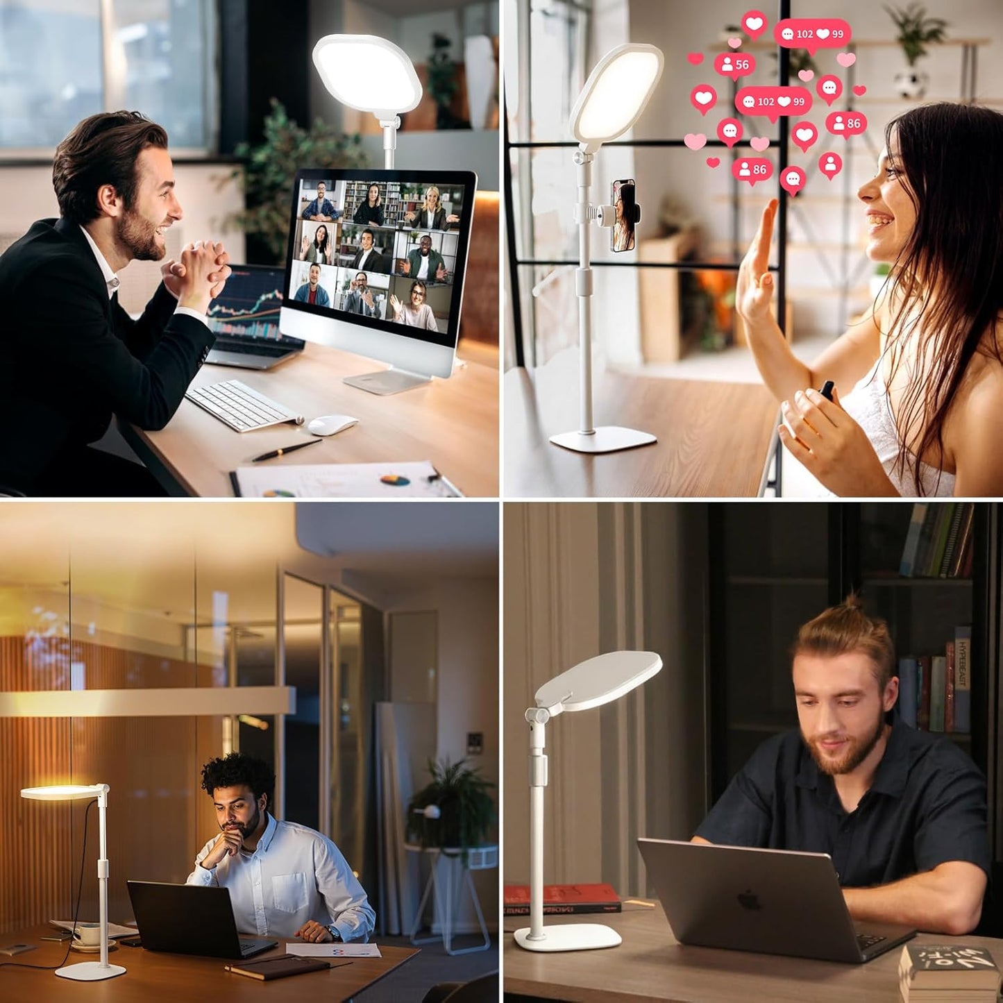 Video Conference Light by [Brand Name] - 30 Light Modes Desk Ring Light with Stand for Webcam | Perfect for Meetings & Live Streams