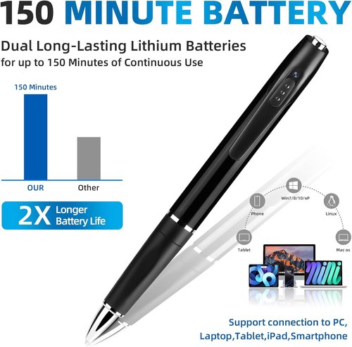 Skiennix 1080P Mini Hidden Camera - HD Security Pen Camera with Long Battery Life | Easy to Use, Compact Design