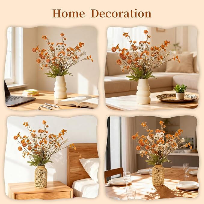 10-Pack Artificial Flowers UV Resistant & Waterproof, Lifelike Faux Flowers Bouquet for Home Decor, Bendable Stems for Indoor Outside Patio Garden, No Maintenance Fade-Proof Centerpiece