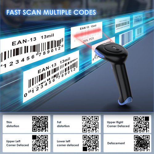 Eyoyo Wireless 2D Bluetooth Barcode Scanner - 2500mAh Handheld QR Code Reader for iPad, iPhone & Android