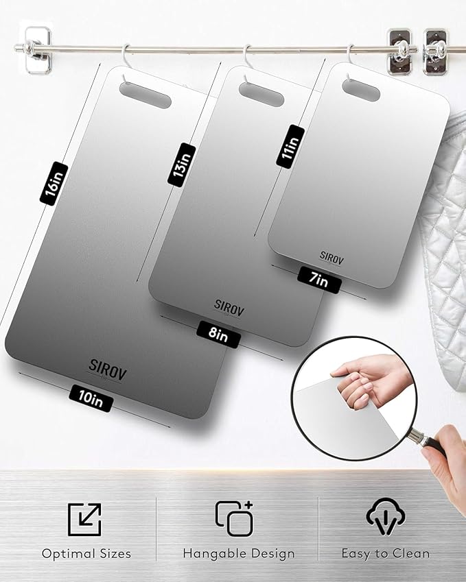 Titanium Cutting Board, 100% Pure Titanium Cutting Boards For Kitchen, Best Non Toxic chopping board, Dishwasher safe, Hygiene and Durability for Meat, Fruit, and Vegetables (12.6L*8.1W)