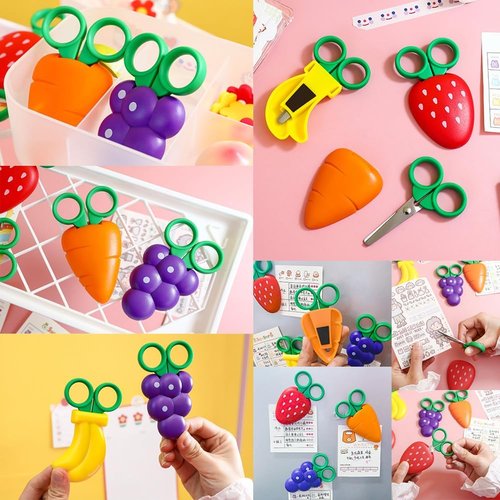 AKOAK Creative Fruit Scissors - Fun Carrot Design with Refrigerator Magnets for Kids' Home Decor