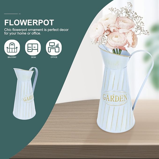 ARTIBETTER Vintage Retro Iron Flower Vase Smooth Surface Decorative Pot for Dried Arrangements Home Office Display Centerpiece Ornament