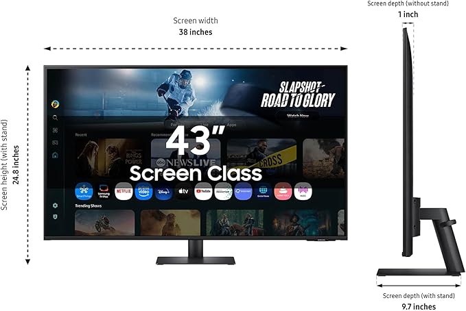 Samsung 43” Smart Monitor M7 (M70F) 4K UHD Display, Samsung Vision AI, Smart TV Apps, Gaming Hub, USB-C, HDMI and USB-A, Black, LS43FM702UNXZA, 2025
