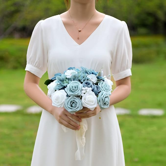 Artificial Flowers Combo, Fake Flowers for DIY Tables Centerpieces Baby Shower Bridal Shower Wedding Bouquet Arrangements Party Candle Holder Cake Decor Flower Home Decorations